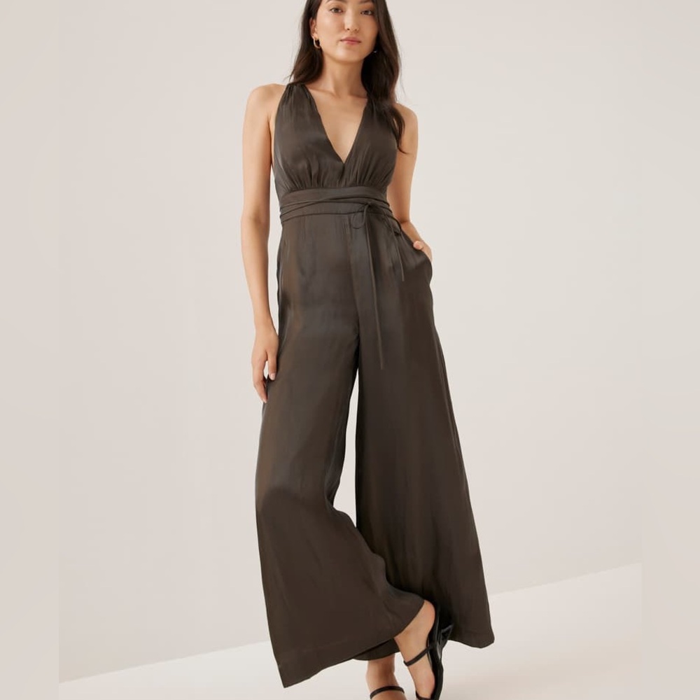 Jennett padded iridescent wide leg jumpsuit